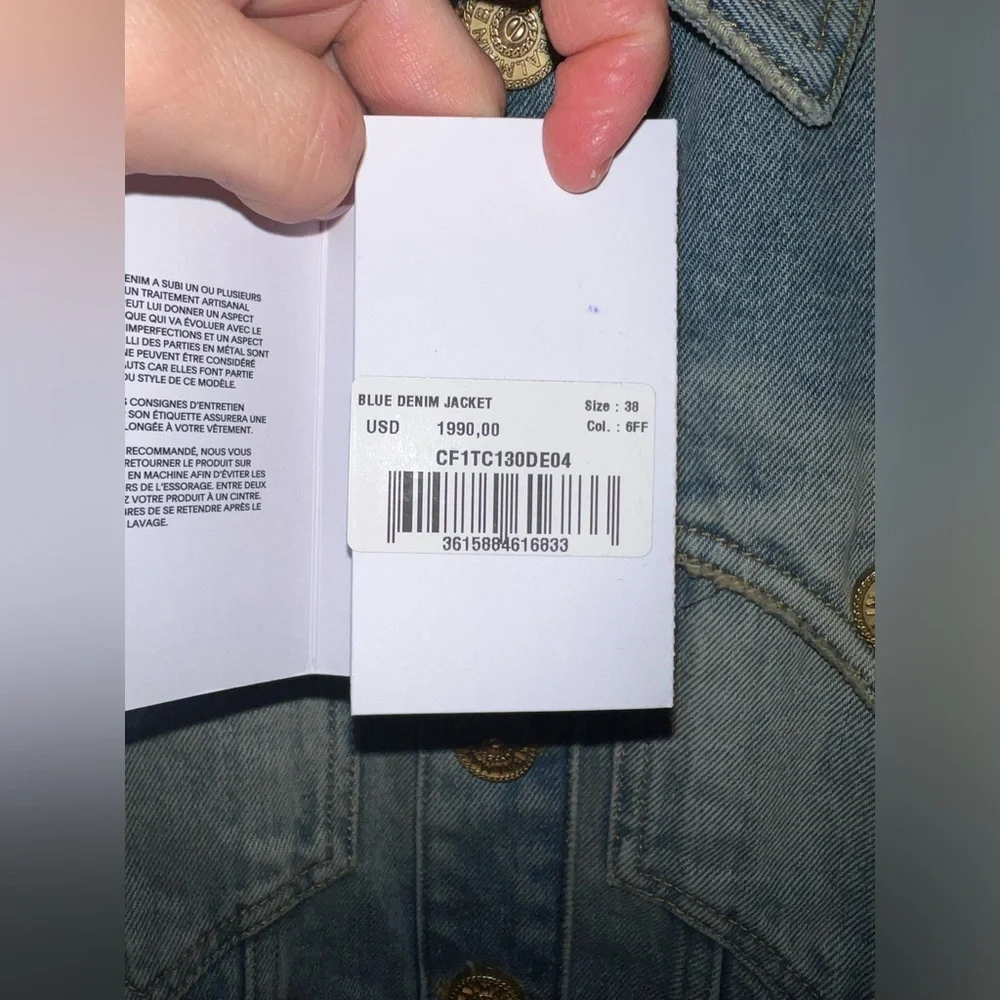 BALMAIN Gold Logo Button Denim Jacket - Picture 3 of 11